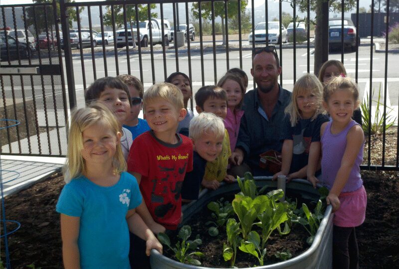 Bill Schnetz veggie planting day in Encinitas school